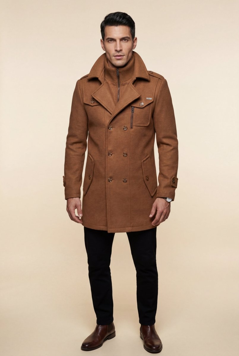 Pax | Men's Slim Fit Tailored Stand Collar Coat