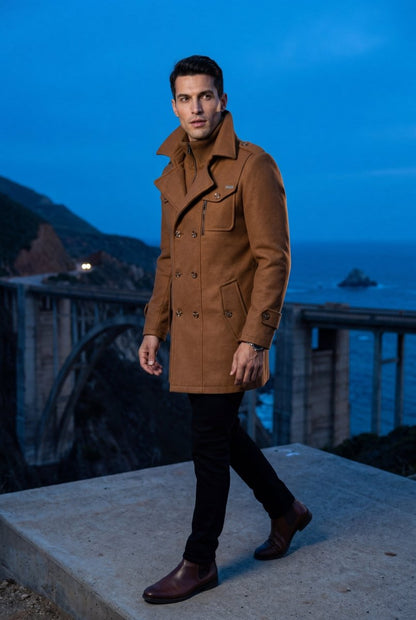 Pax | Men's Slim Fit Tailored Stand Collar Coat