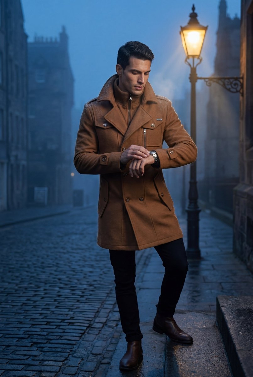 Pax | Men's Slim Fit Tailored Stand Collar Coat