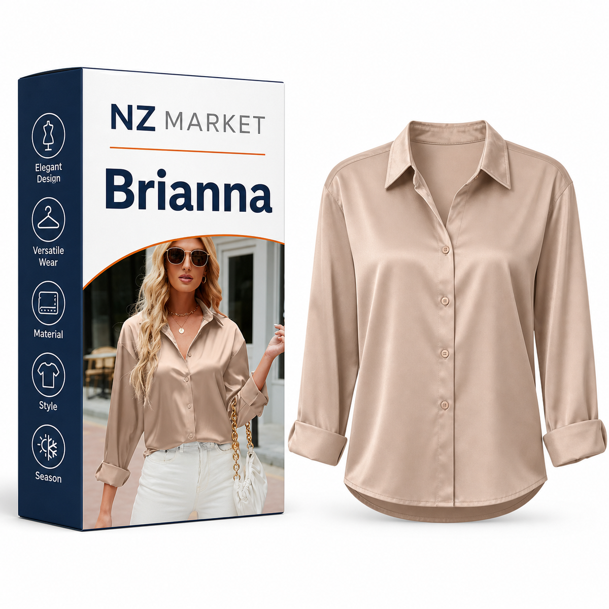 Brianna - Chic Satin Women's Blouse for an Elegant Appearance