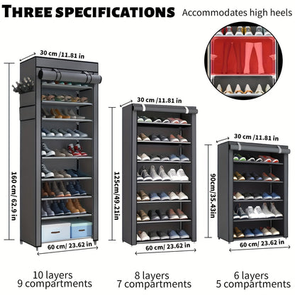 Nzmarket Multi-Tier Shoe Rack with Dust Cover – Space-Saving Storage
