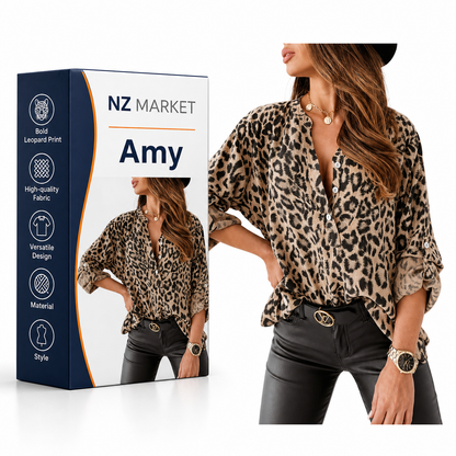 Amy - Fashionable Blouse with Stylish Leopard Print for Autumn and Spring