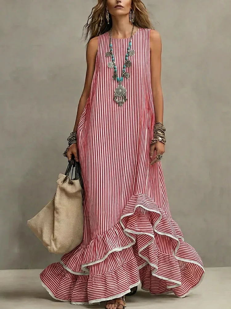 Grace | Retro Ruffled Casual Maxi Dress