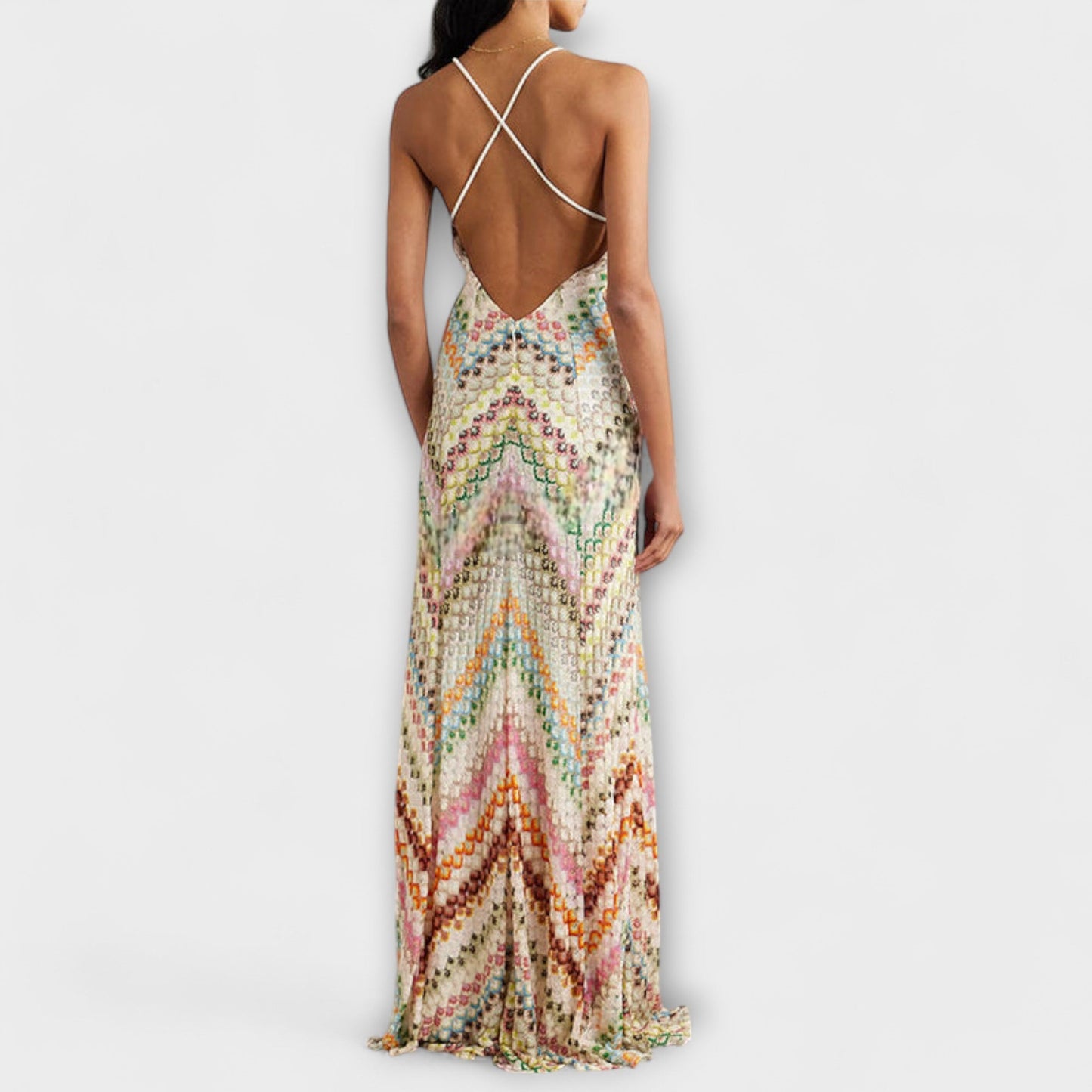 Remi - Colorful Herringbone Pattern Maxi Dress