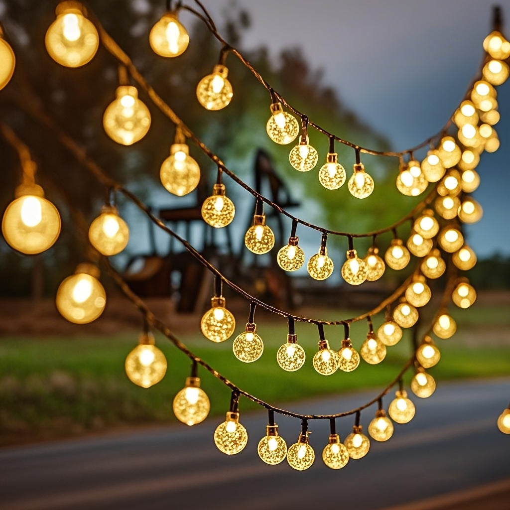 Nzmarket Solar LED Globe String Lights – 8 Modes, IPX4 Outdoor