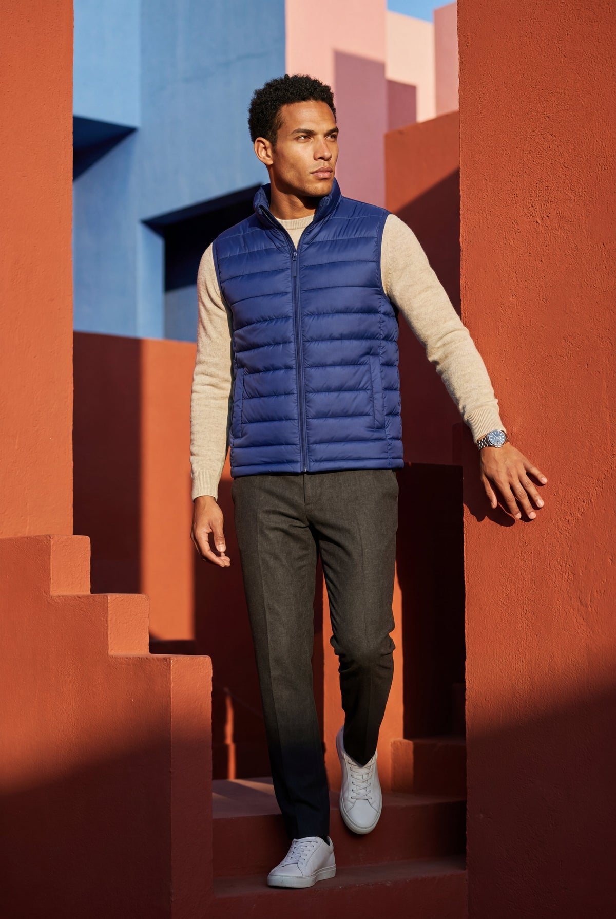 Beau | Men's Lightweight High Collar Puffer Vest
