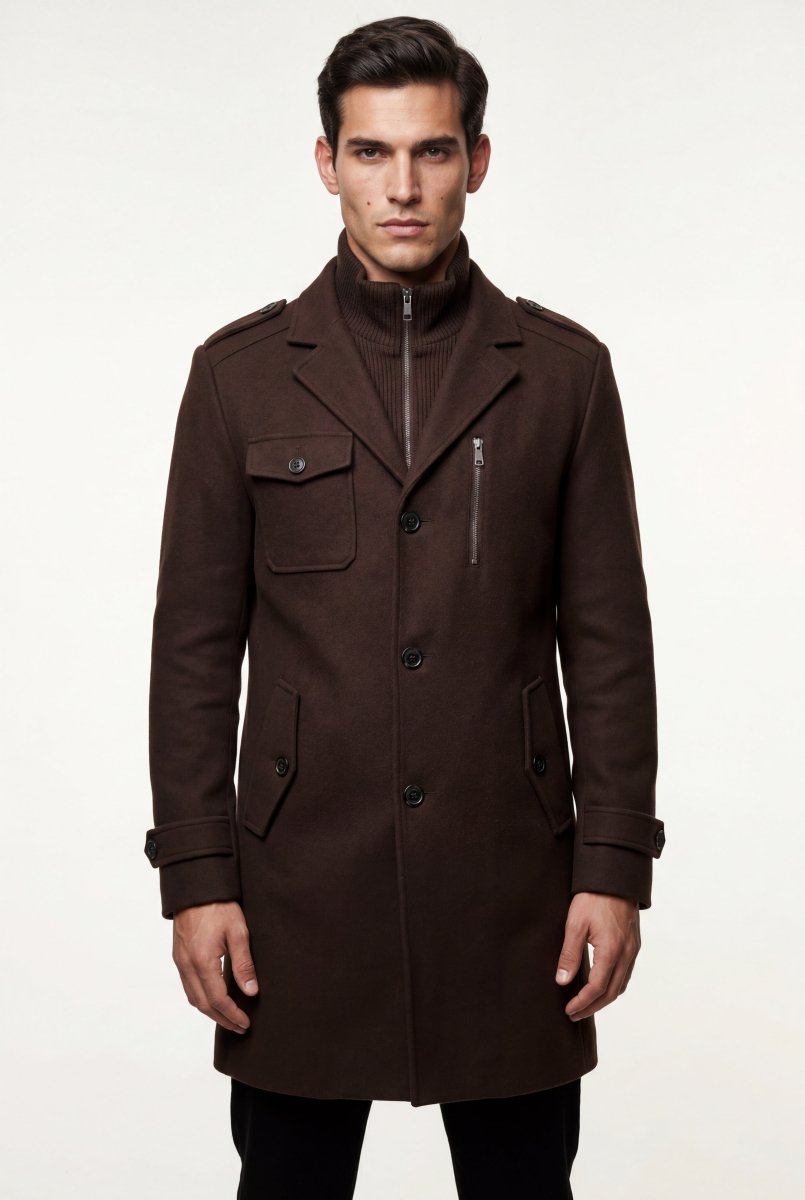 Pax | Men's Slim Fit Tailored Stand Collar Coat