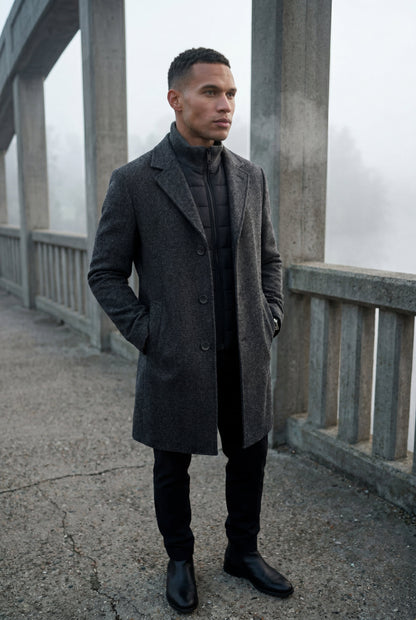 Soren | Men's Tailored Wool-Blend Notched Lapel Coat