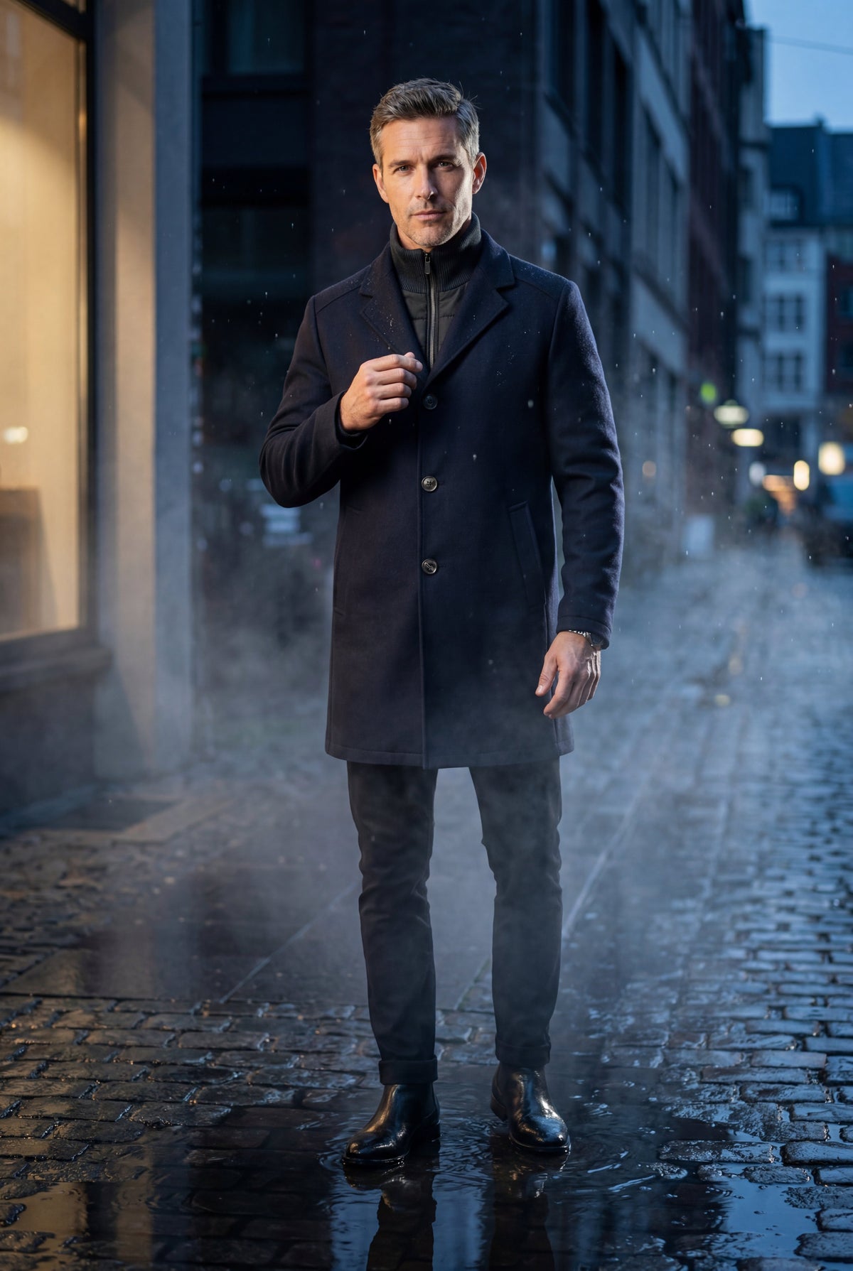 Soren | Men's Tailored Wool-Blend Notched Lapel Coat