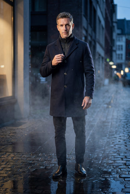 Soren | Men's Tailored Wool-Blend Notched Lapel Coat
