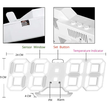 3D Modern LED Digital Wall Clock - Stylish Wall Decor