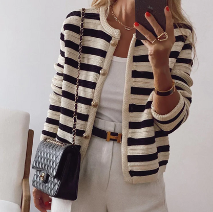 Amelia - Striped Sleeve Cardigan