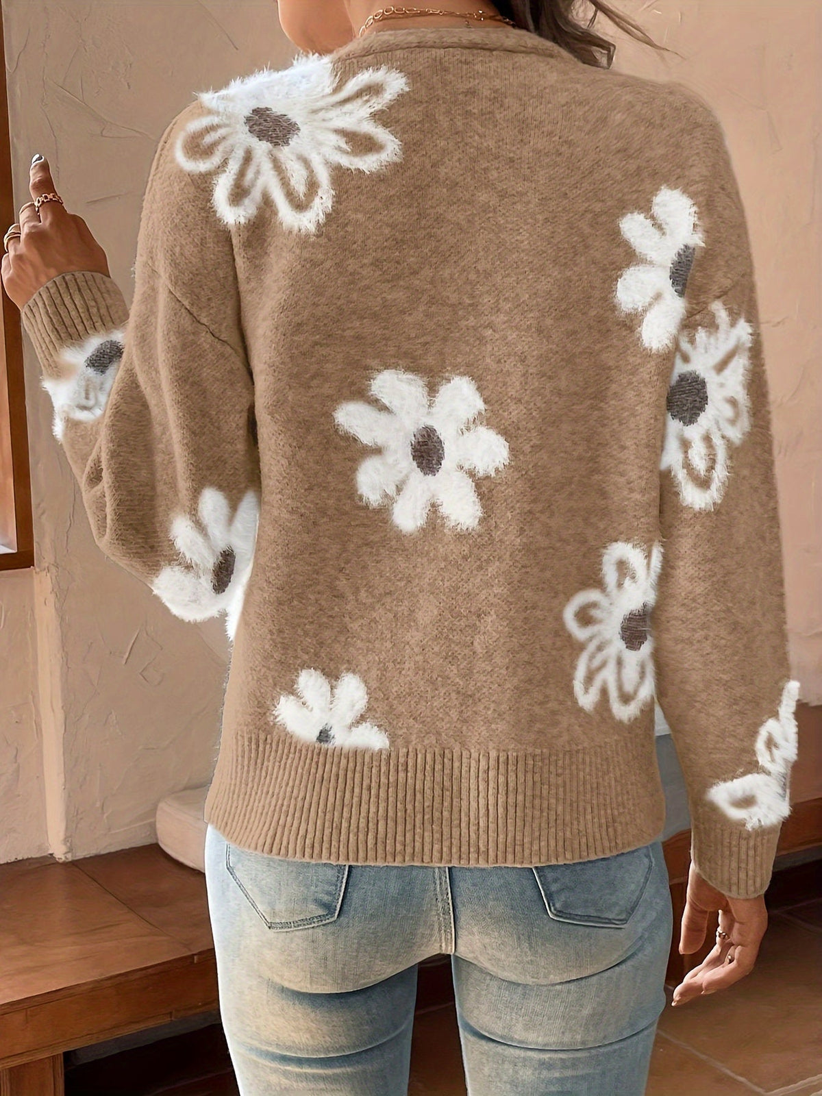 Sylvie - Cardigan Féminin Fleuri Boutonné
