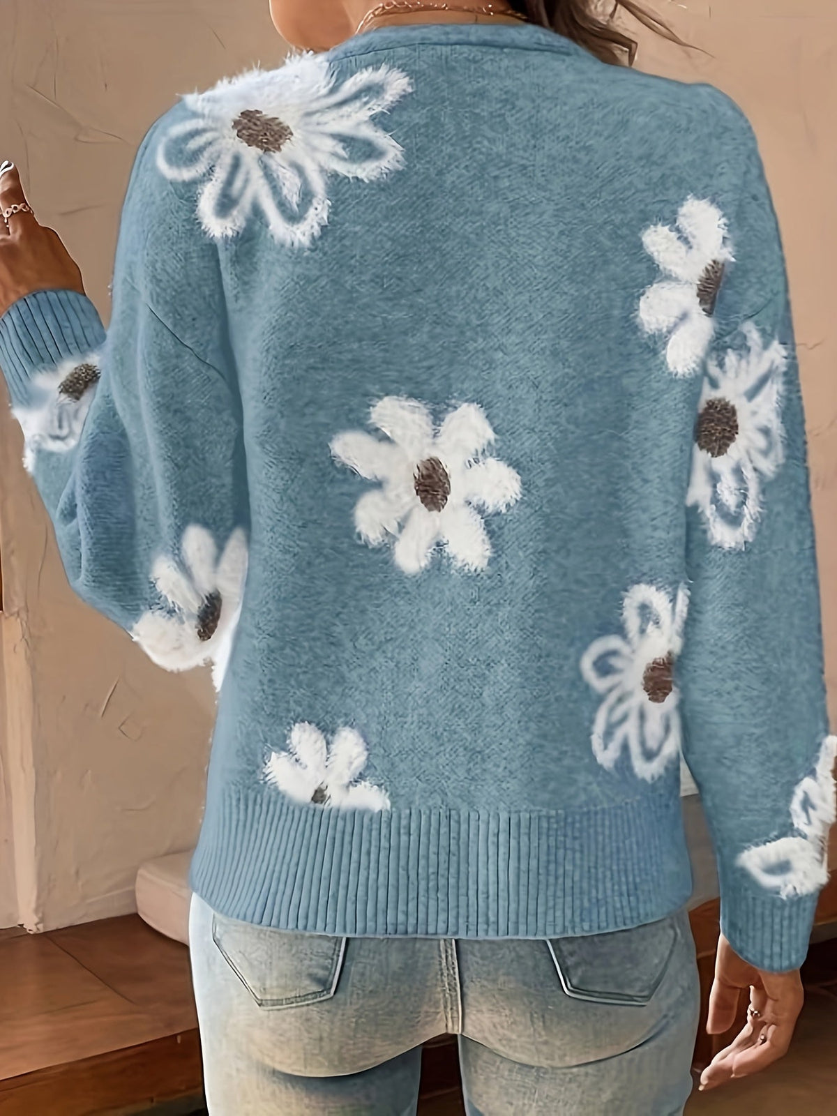 Sylvie - Cardigan Féminin Fleuri Boutonné