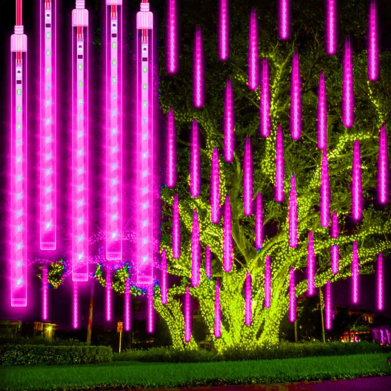 Nzmarket LED Meteor Falling Rain Garden Lights – 8-Tube Outdoor Set
