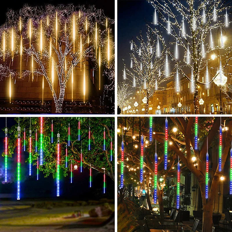 Nzmarket LED Meteor Falling Rain Garden Lights – 8-Tube Outdoor Set