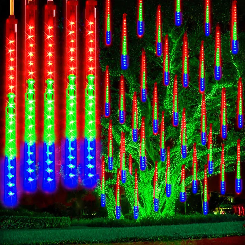 Nzmarket LED Meteor Falling Rain Garden Lights – 8-Tube Outdoor Set