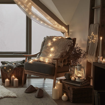 Nzmarket LED Star Indoor Fairy Lights – Warm White, Clear Wire