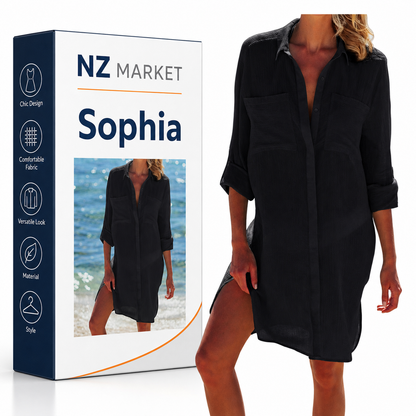 Sophia - Elegant Oversized Blouse from a Luxurious Linen Blend with Rolled Sleeves