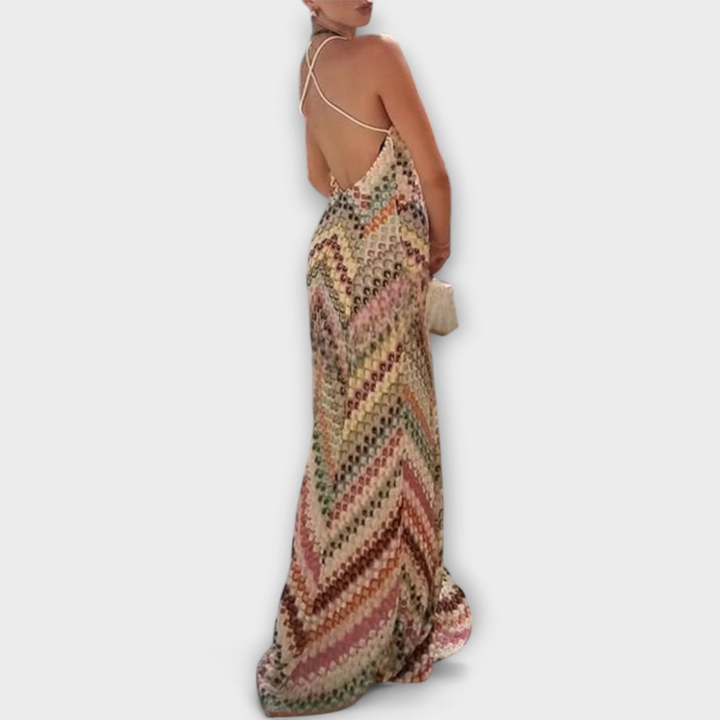 Remi - Colorful Herringbone Pattern Maxi Dress