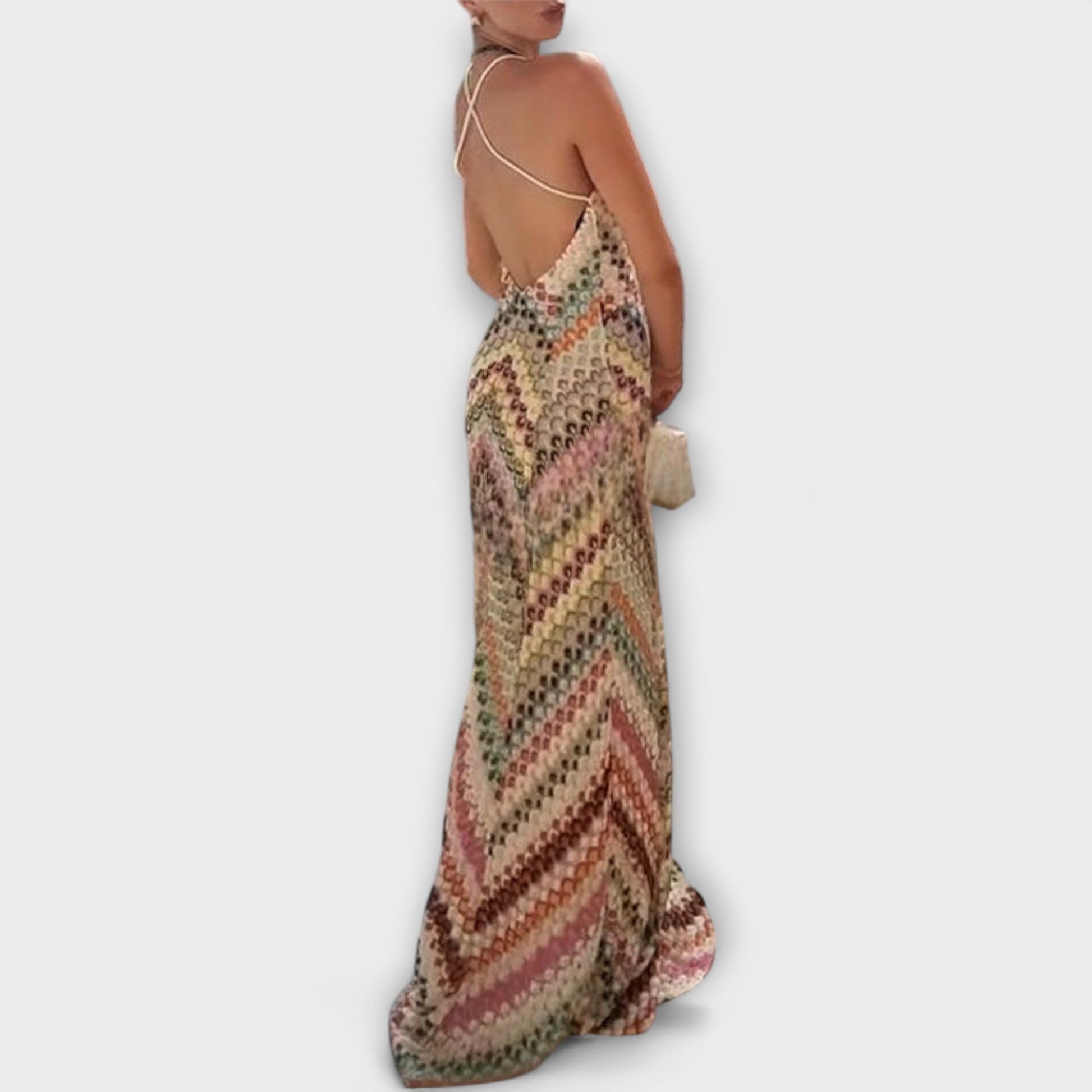 Remi - Colorful Herringbone Pattern Maxi Dress