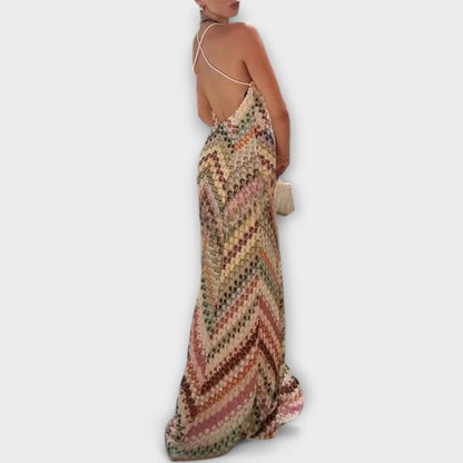 Remi - Colorful Herringbone Pattern Maxi Dress