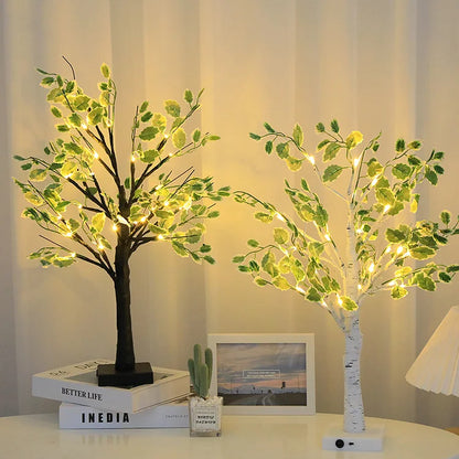 Nzmarket LED Green Leaf Light Tree – Warm Glow Festive Centrepiece