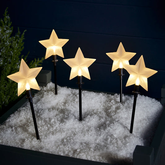 Nzmarket Solar Star Christmas Pathway Stake Lights – Auto On/Off, No Wiring