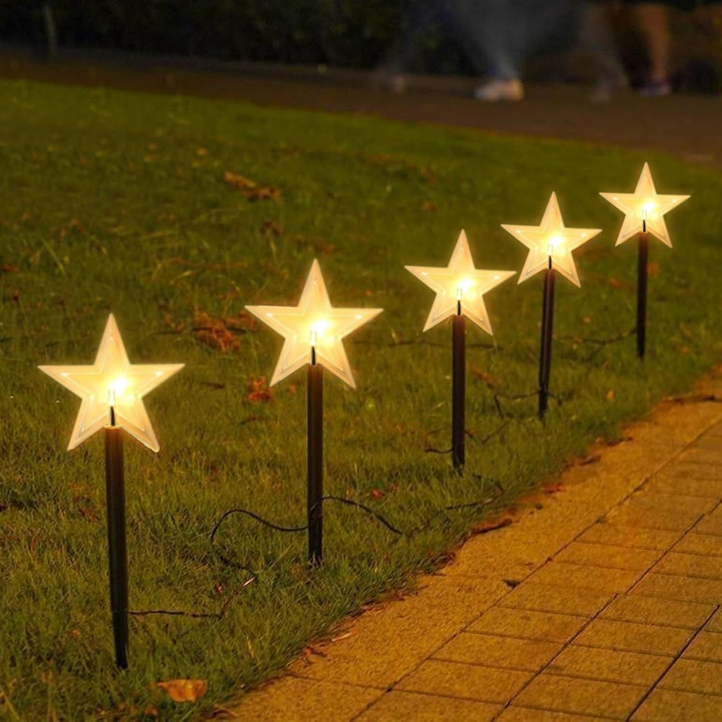 Nzmarket Solar Star Christmas Pathway Stake Lights – Auto On/Off, No Wiring