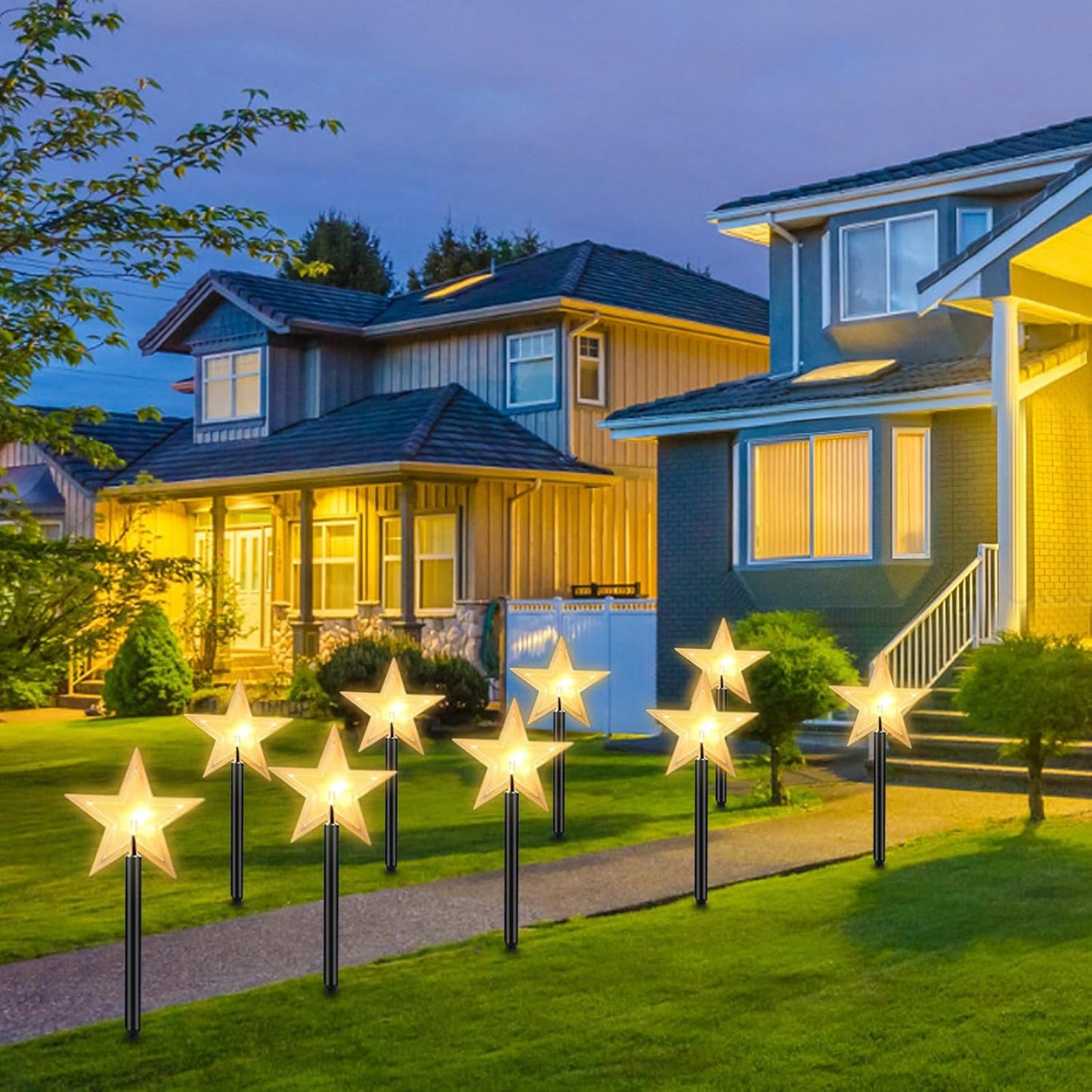 Nzmarket Solar Star Christmas Pathway Stake Lights – Auto On/Off, No Wiring