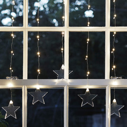 Nzmarket 5-Strand Star Curtain Christmas String Lights – Warm White