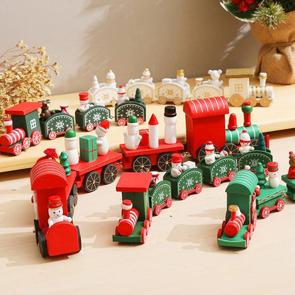 Nzmarket Wooden Christmas Train Decoration Set – Classic Festive Centrepiece