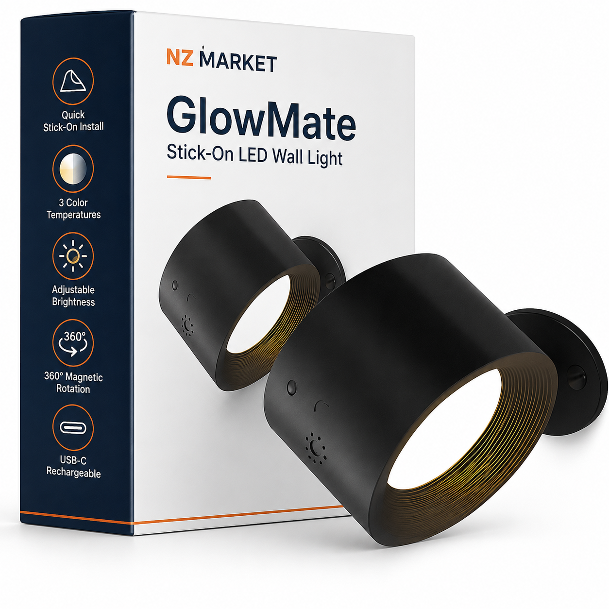 GlowMate Stick-On LED Wall Light  – No Screws or Wires, Just Stick & Glow