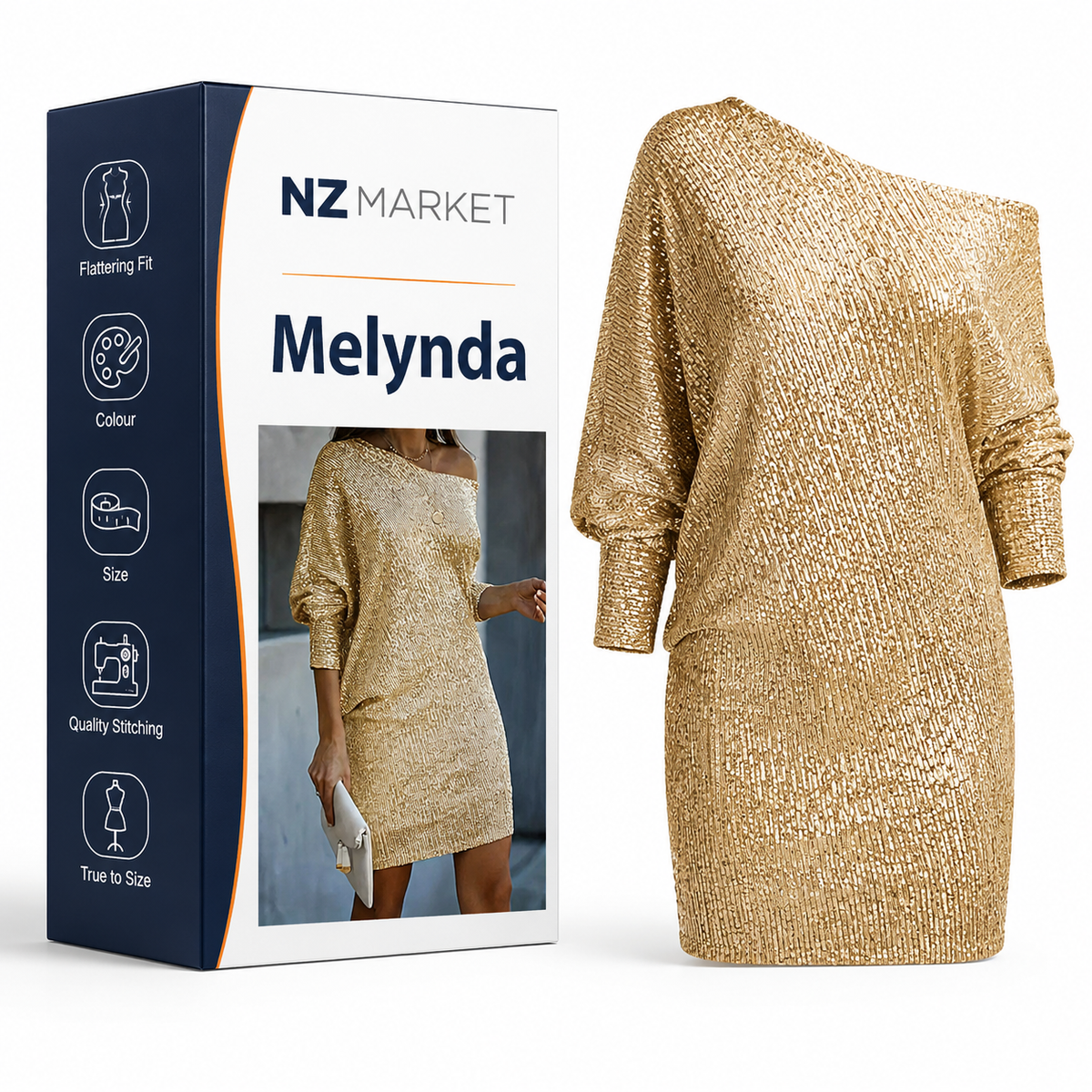 Melynda - Gorgeous Mini Party Dress with Sparkling Glitter