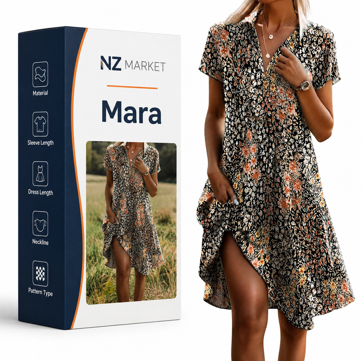 Mara - Vintage Floral Print Dress