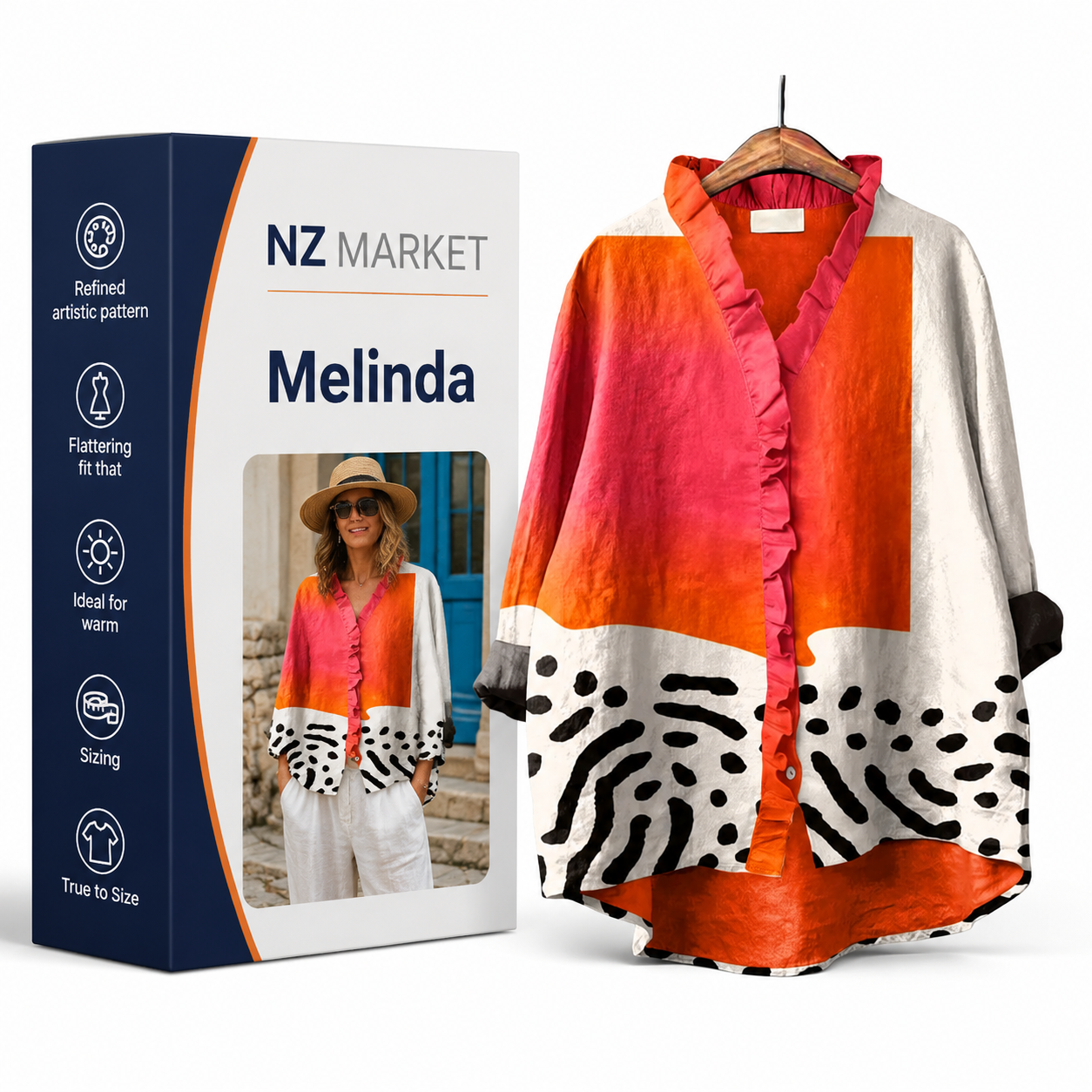 Melinda | Elegant Linen Summer Blouse
