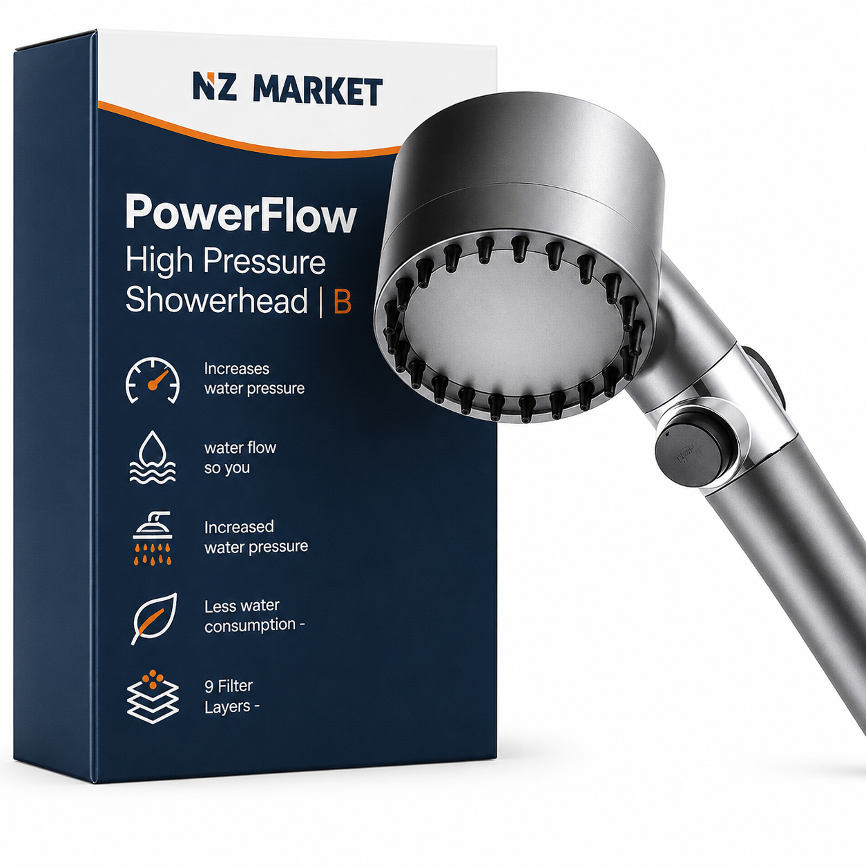 PowerFlow High Pressure Showerhead | Boosts Water Pressure