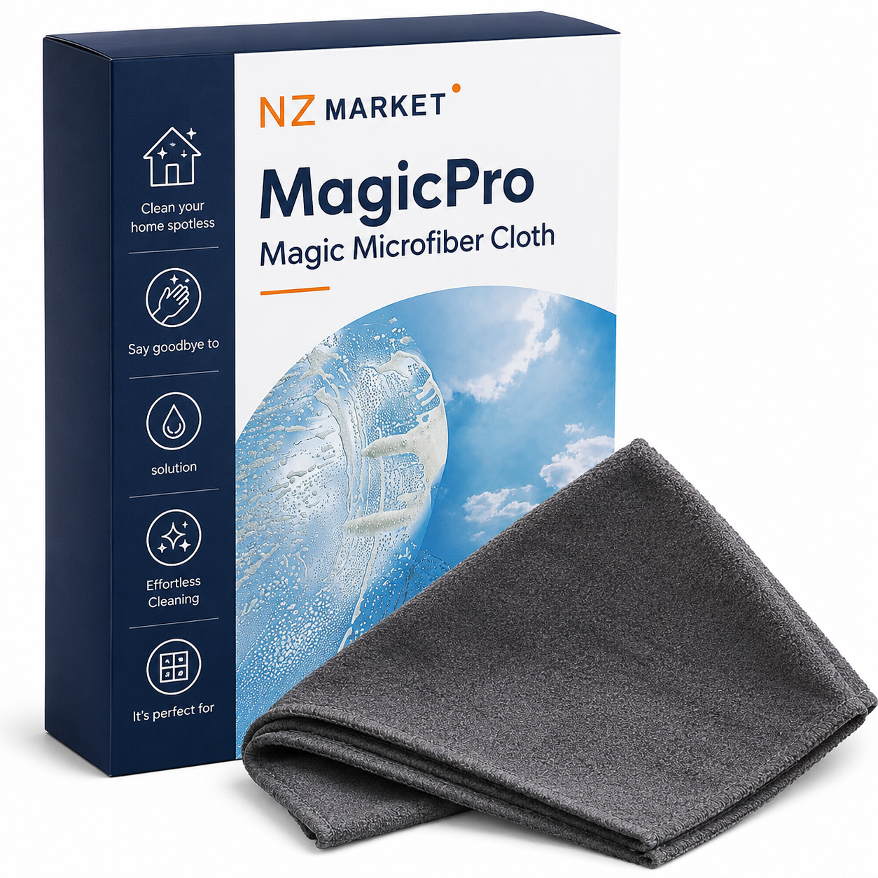 MagicPro Magic Microfiber Cloth - For Glass, Mirrors & Surfaces