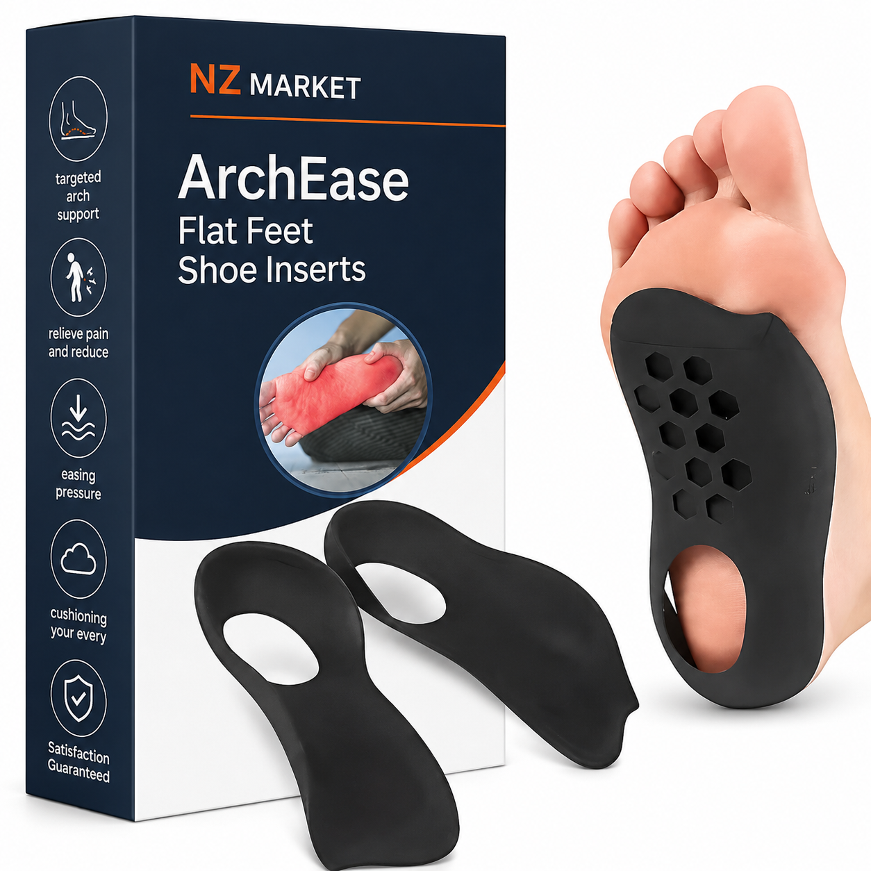 ArchEase Flat Feet Shoe Inserts - Insoles With Arch Support