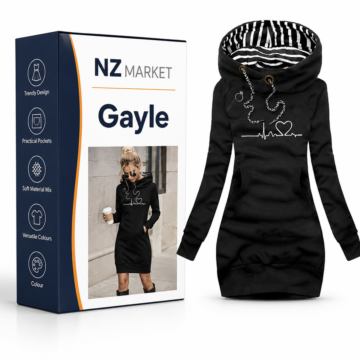 Gayle - Stylish Hoodie Dress for a Fashionable Look