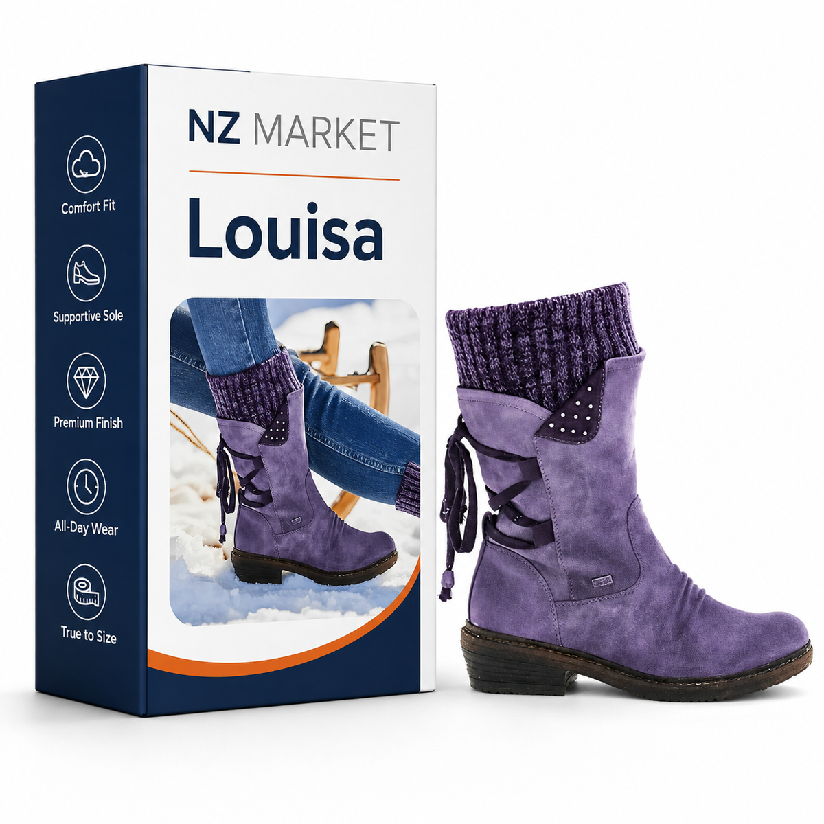 Louisa - Elegant winter boots with orthopaedic support for women in warm wool