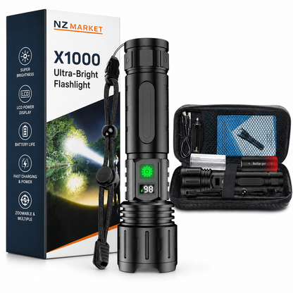X1000 Ultra-Bright Flashlight - Rechargeable & Waterproof
