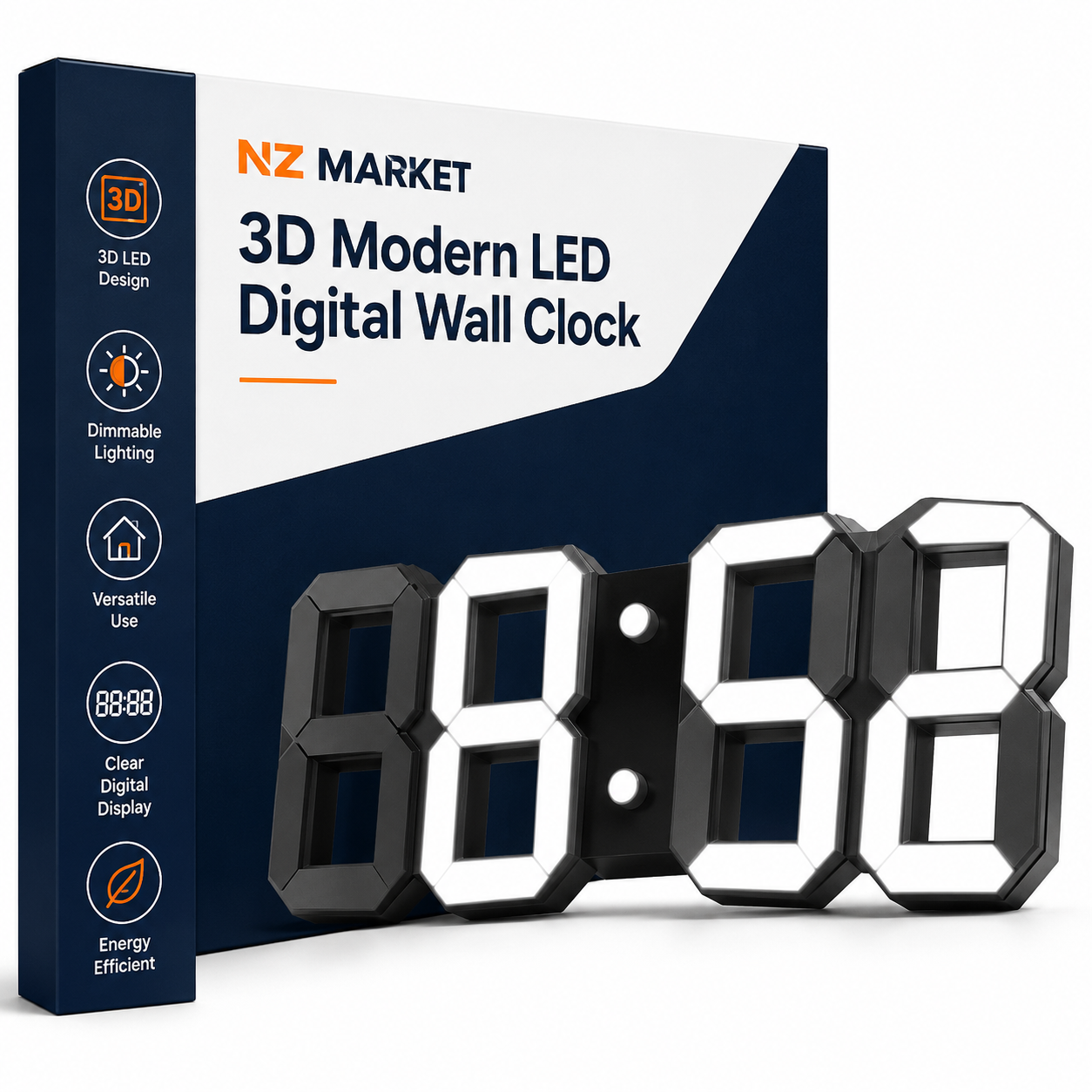 3D Modern LED Digital Wall Clock - Stylish Wall Decor