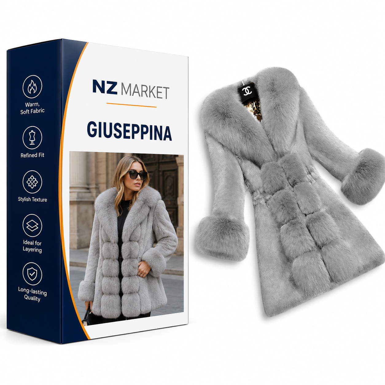 GIUSEPPINA - Luxury Fluffy Women's Coat for a Sophisticated Look