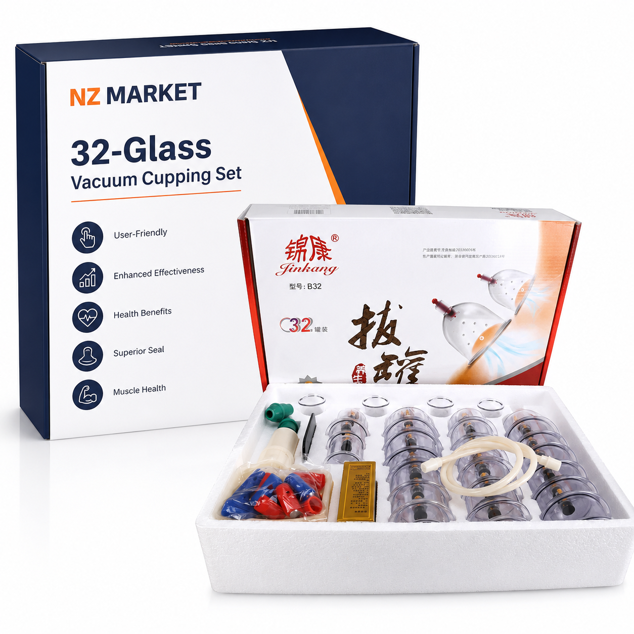 32-Glass Vacuum Cupping Set - Full Body Massage Kit