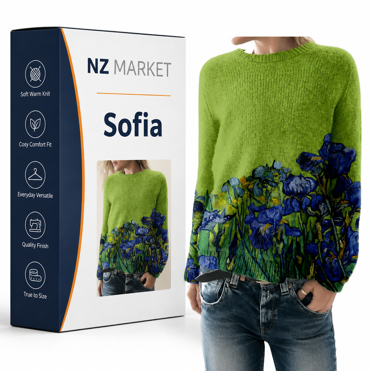 Sofia - Stylish women's jumper with beautiful 3D floral print
