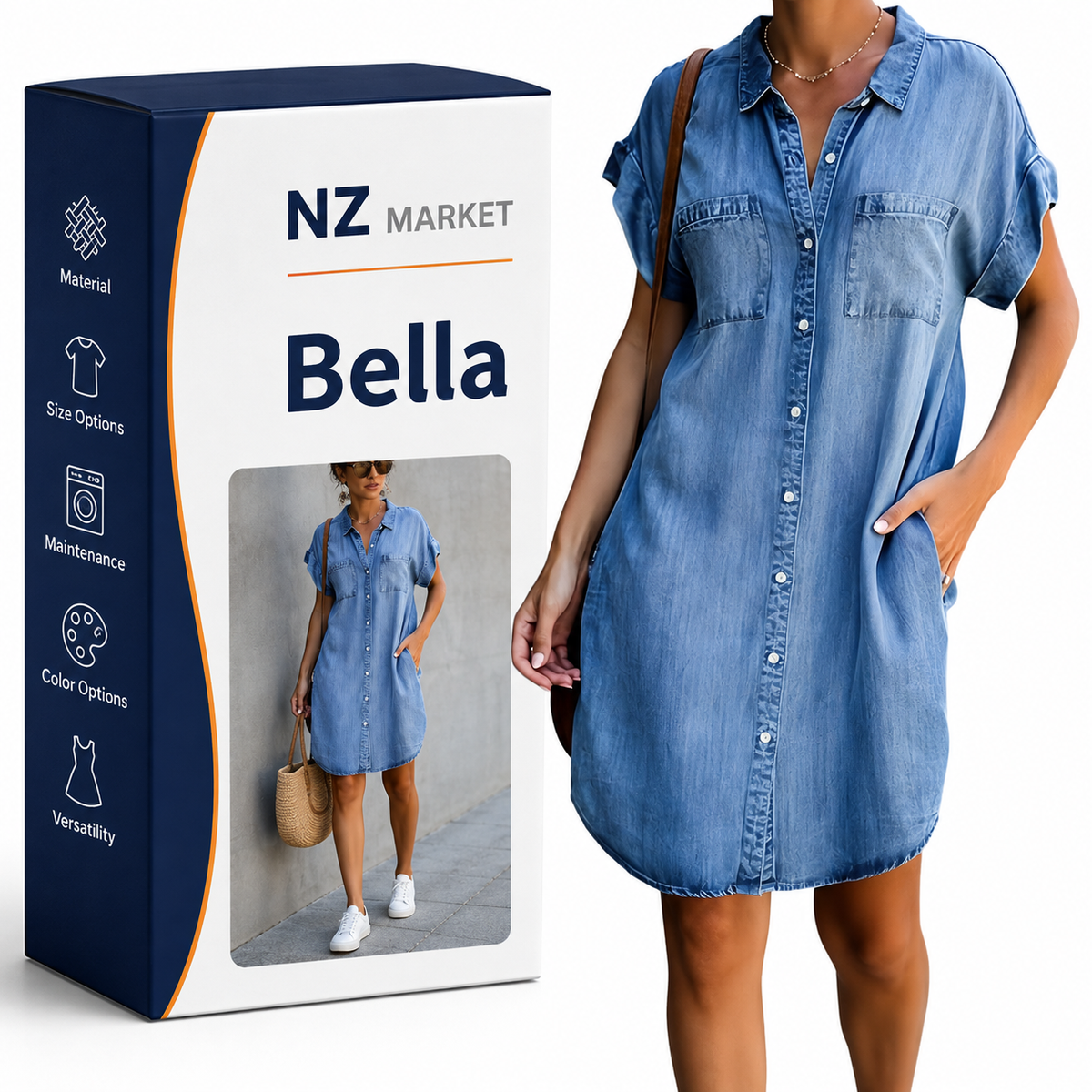 Bella - Stylish Denim Dress