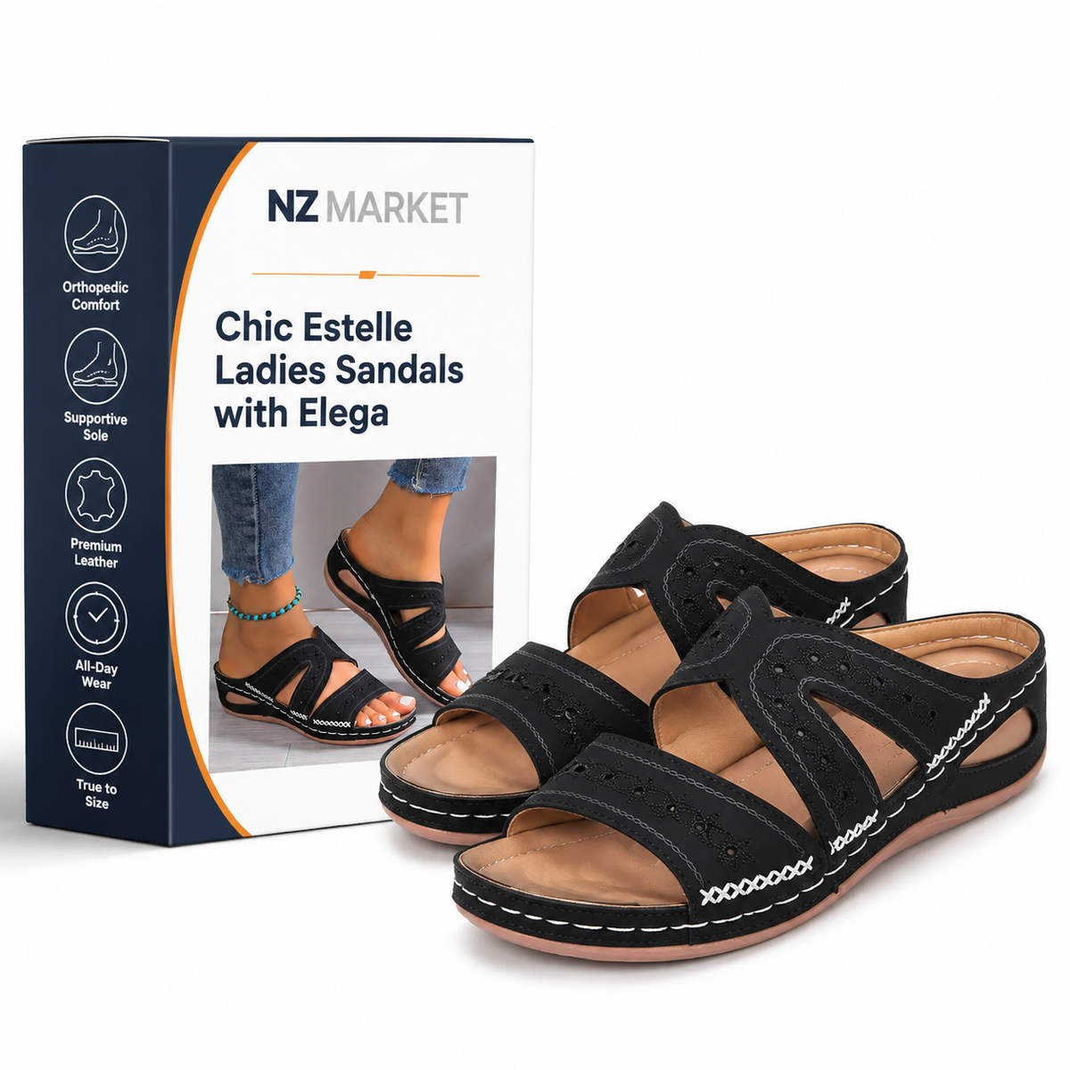 Chic Estelle Ladies Sandals with Elegant Wedge Heel and Unique Excavation Design