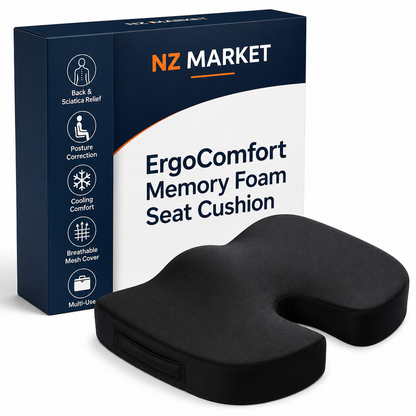 ErgoComfort Memory Foam Seat Cushion - Sciatica & Back Pain Relief