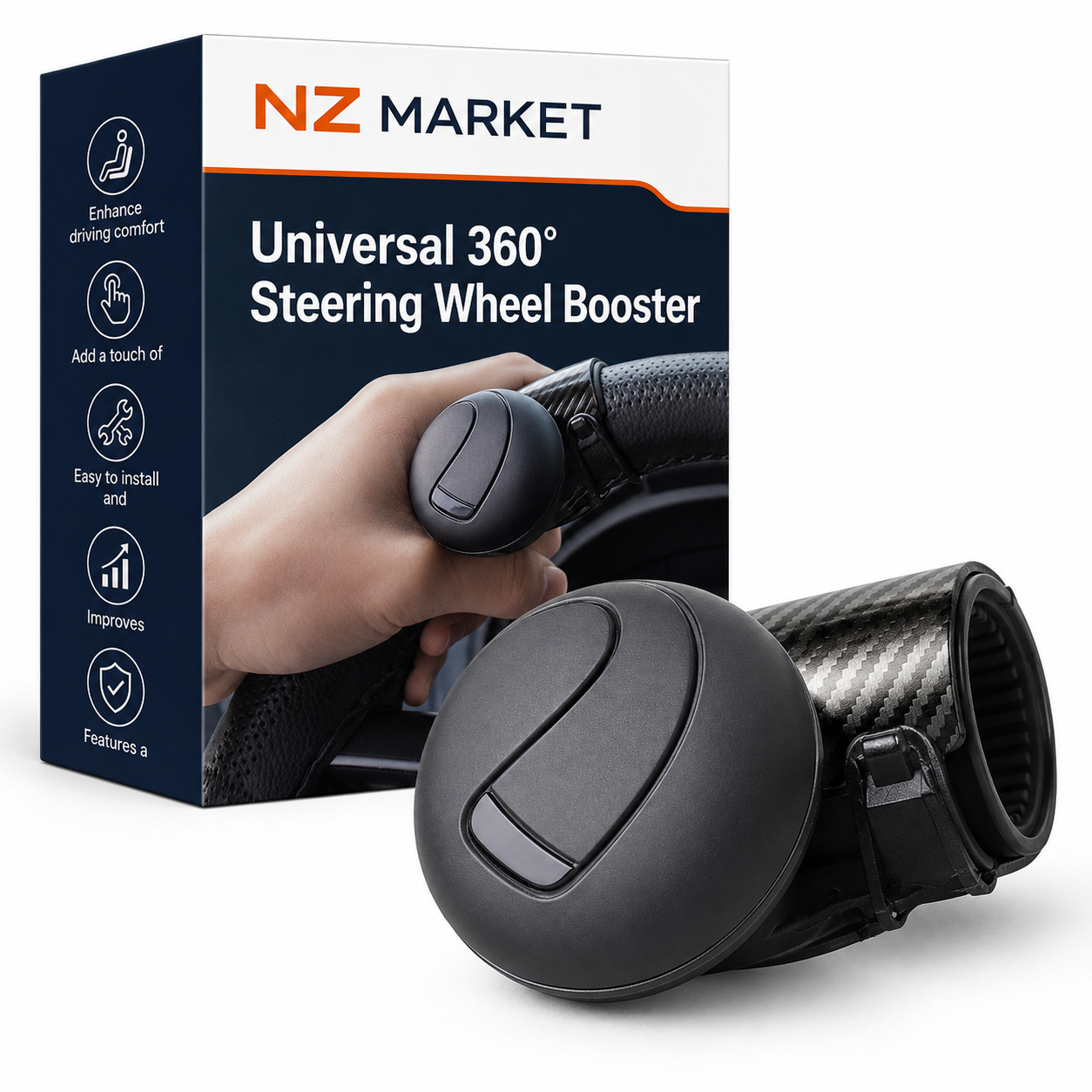 Universal 360° Steering Wheel Booster Knob